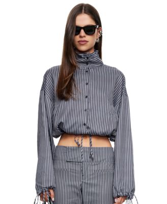 Lioness Women's Totti Cropped Turtleneck Stripe Windbreaker
