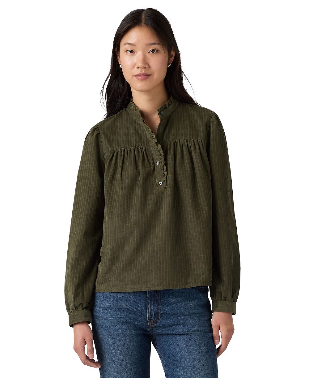 Levi's® Women's Perla Long-Sleeve High-Neck Button-Front Corduroy Blouse
