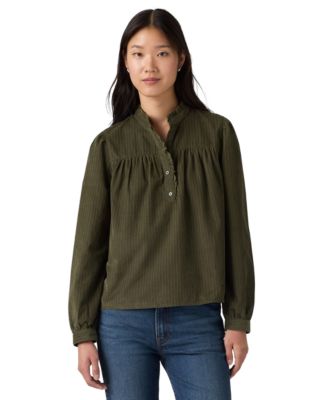 Levi's® Women's Perla Long-Sleeve High-Neck Button-Front Corduroy Blouse