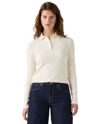 Levi's® Women's Rory Slim-Fit Ribbed-Knit Long-Sleeve Polo Shirt