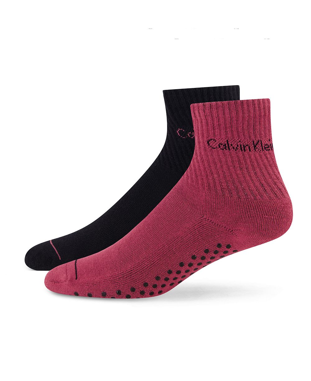 Calvin Klein Women's Non-Slip Cushioned Athletic Socks, 2-Pack