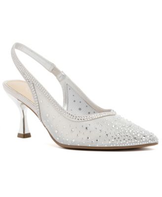 Sugar Women's Daalila Bling Satin Mesh Kitten Heel Pumps