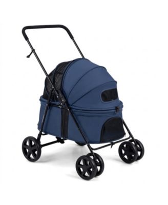HONGGE Foldable Pet Stroller with 180-Degree Canopy Swivel Wheels and One-Step Rear Brake