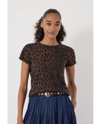 Женская приталенная футболка Hush Leopard-Print Slub