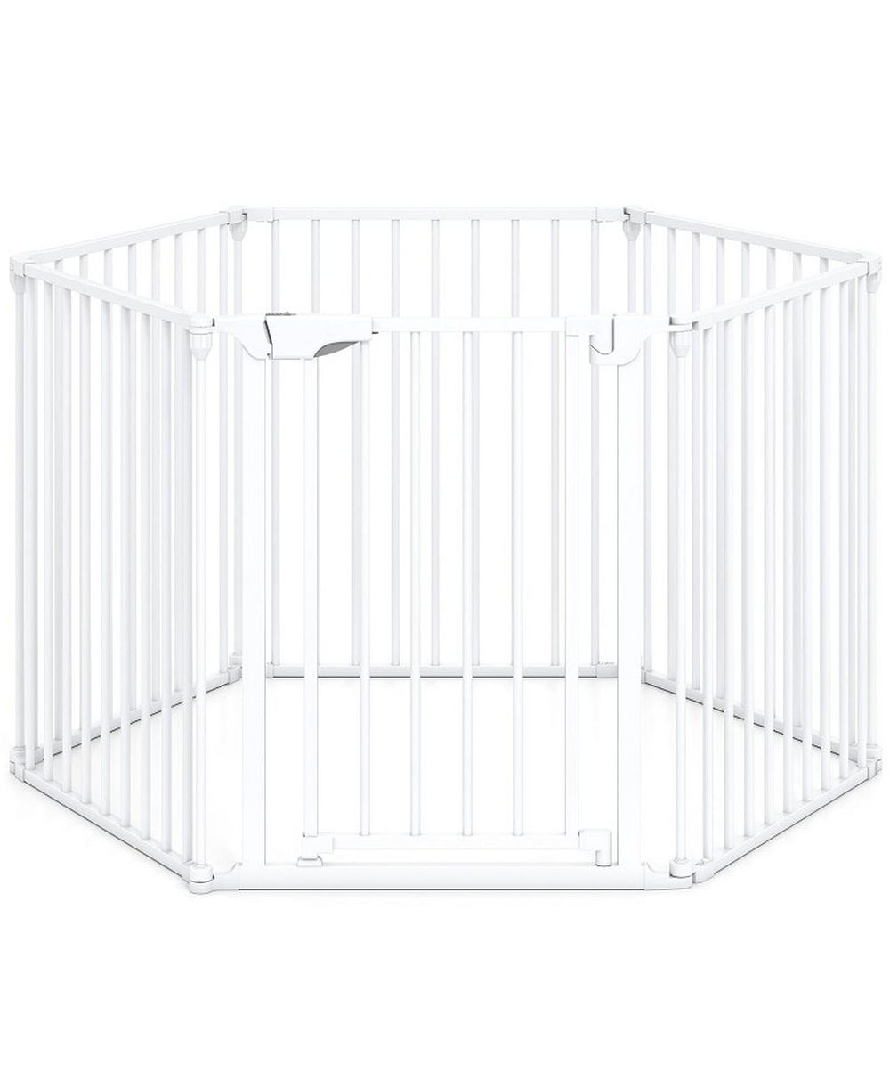 HONGGE Extra Wide 6-Panel Pet Safety Gate Fits 34.5 to 154 in Openings with Auto-Close Door