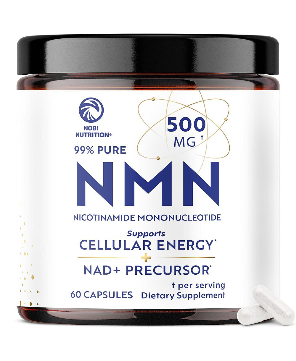 Nobi Nutrition добавка NMN 500 мг, чистый никотинамидмононуклеотид для клеточной энергии, долголетия, восстановления и поддержки здорового старения, 60 штук