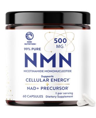 Nobi Nutrition NMN Supplement 500mg, Pure Nicotinamide Mononucleotide for Cellular Energy, Longevity, Repair, and Healthy Aging Support 60 Count