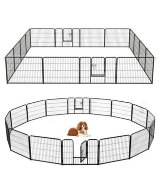 HONGGE 16-Panel Metal Dog Playpen 24 in with Lockable Door and Customizable Configurations