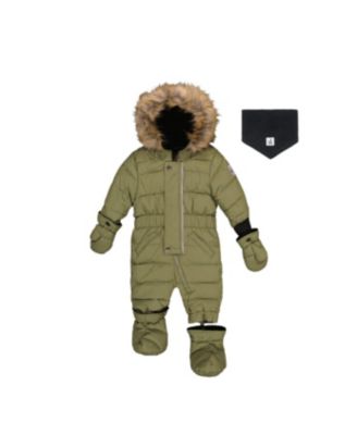 Deux par Deux Baby Unisex 6M TO 24M Original One Piece Puffy Snowsuit with Removable Mittens and Boots