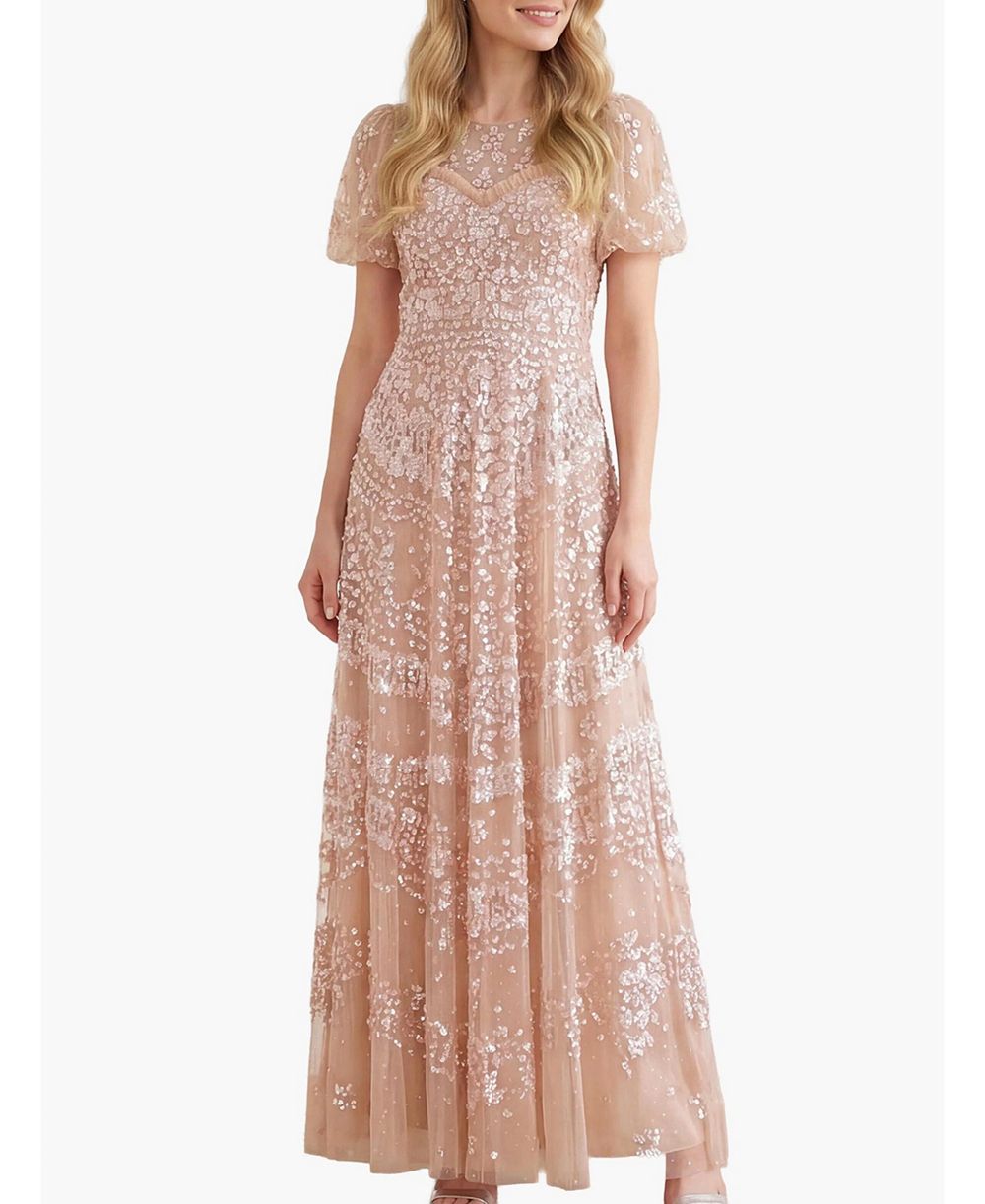 Needle & Thread Женское вечернее платье Anais Sequin-Embroidery Sweetheart-Neck Short-Sleeve