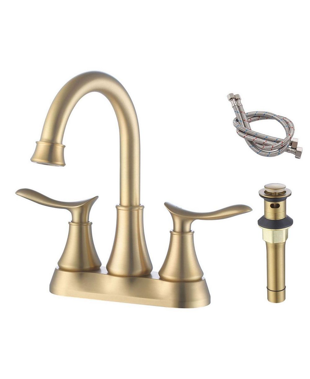 PHYING смеситель для ванной 4 Inch, двухрычажный, с донным клапаном и шлангами подвода воды