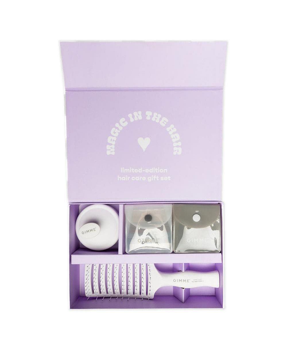 Gimme Beauty подарочная коробка Magic Is In the Hair для всех типов волос, включает повседневные резинки, расческу для распутывания и массажную расческу