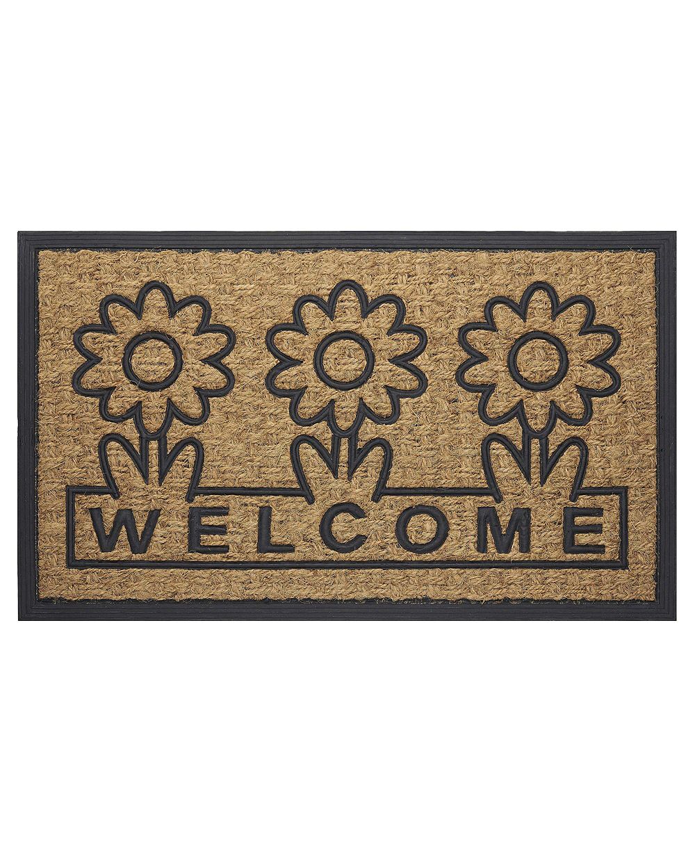 Kate Aurora Key West Welcome Daisies Coir Bristled Outdoor All Season Welcome Mat With Rubber Trim - 18"x30"