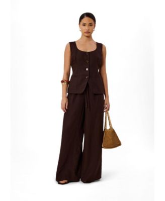 Whistles Women's Wide Leg Linen Trouser