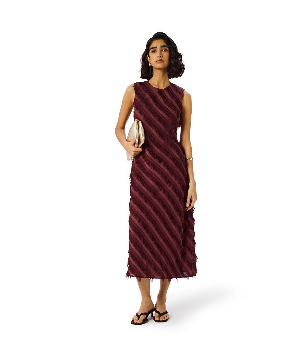 Whistles Женское Fringe-Textured Sleeveless Midi Dress