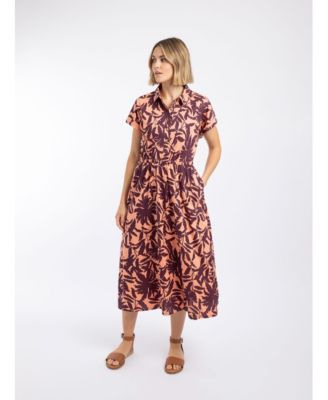 Weird Fish Women's Artemis Floral Short-Sleeve Midi Shift Dress