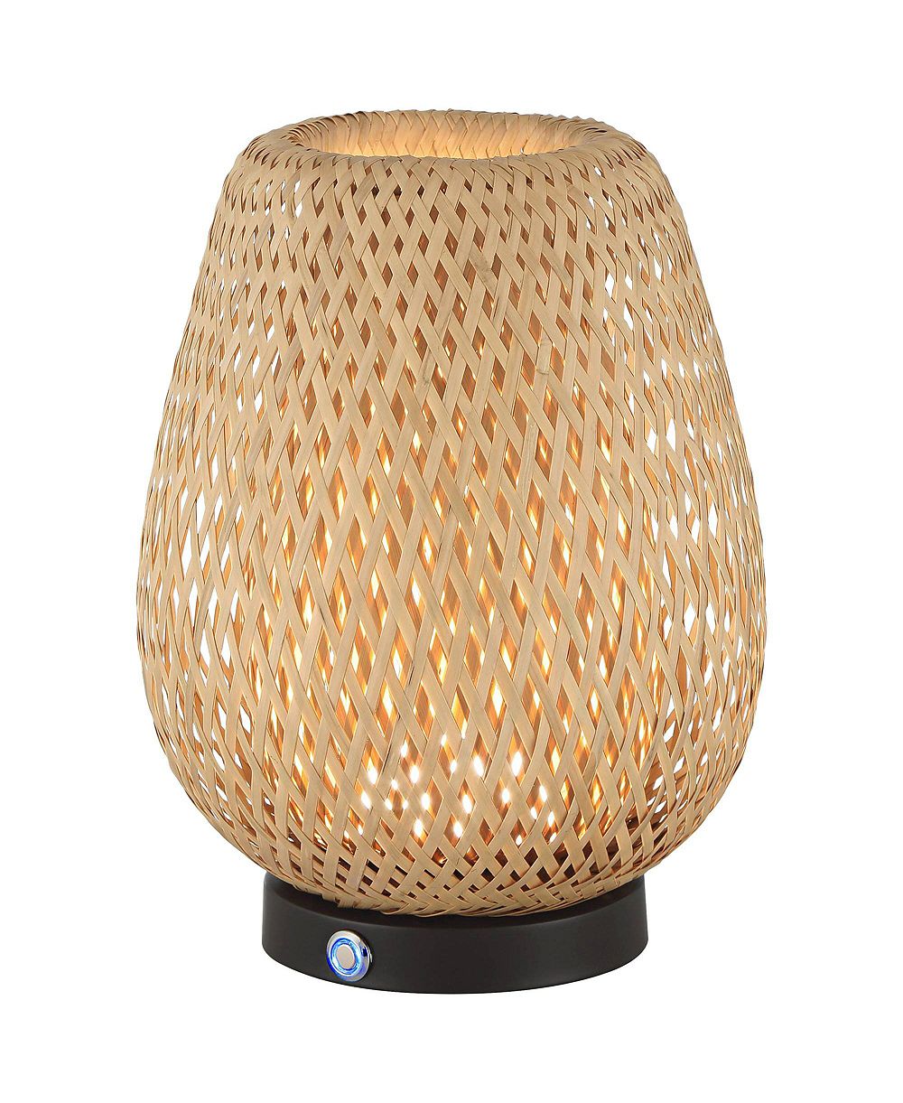 Декоративная настольная лампа 360 Lighting Beliz 12" High Small Farmhouse Rustic Accent Rattan 3-Way Cordless для гостиной