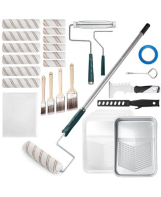 XDOVET Paint Roller Kit Extension Pole Tray Brushes Supplies