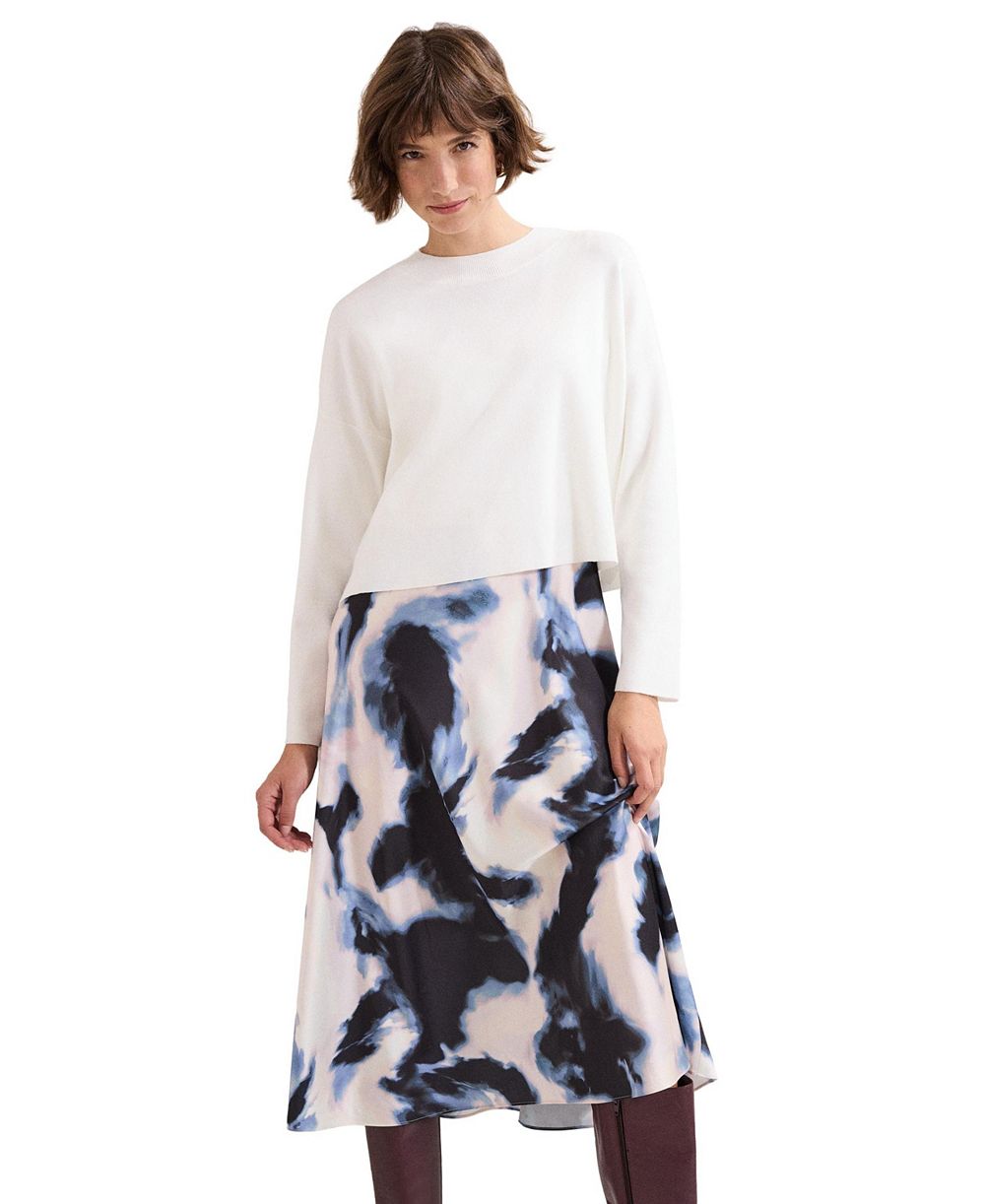Женское платье Phase Eight Issy Tie Dye 2-in-1 с длинным рукавом А-силуэта миди