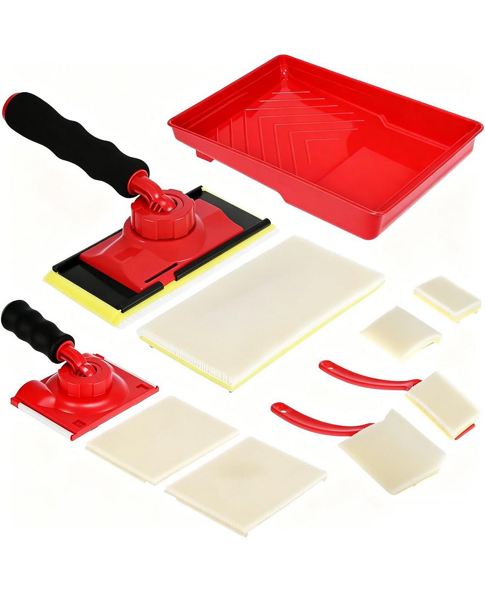 XDOVET Paint Edger Tool Kit Rotating Handle Walls Ceilings Corners Baseboards Pads Refills Tray Home DIY Interior Painting Lines