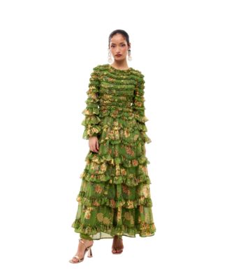 Maryisa Women's Floral Ruffle A-Line Maxi Dress