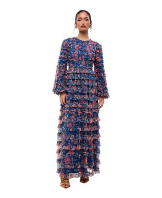 Maryisa Women's Floral Long-Sleeve Maxi Dress