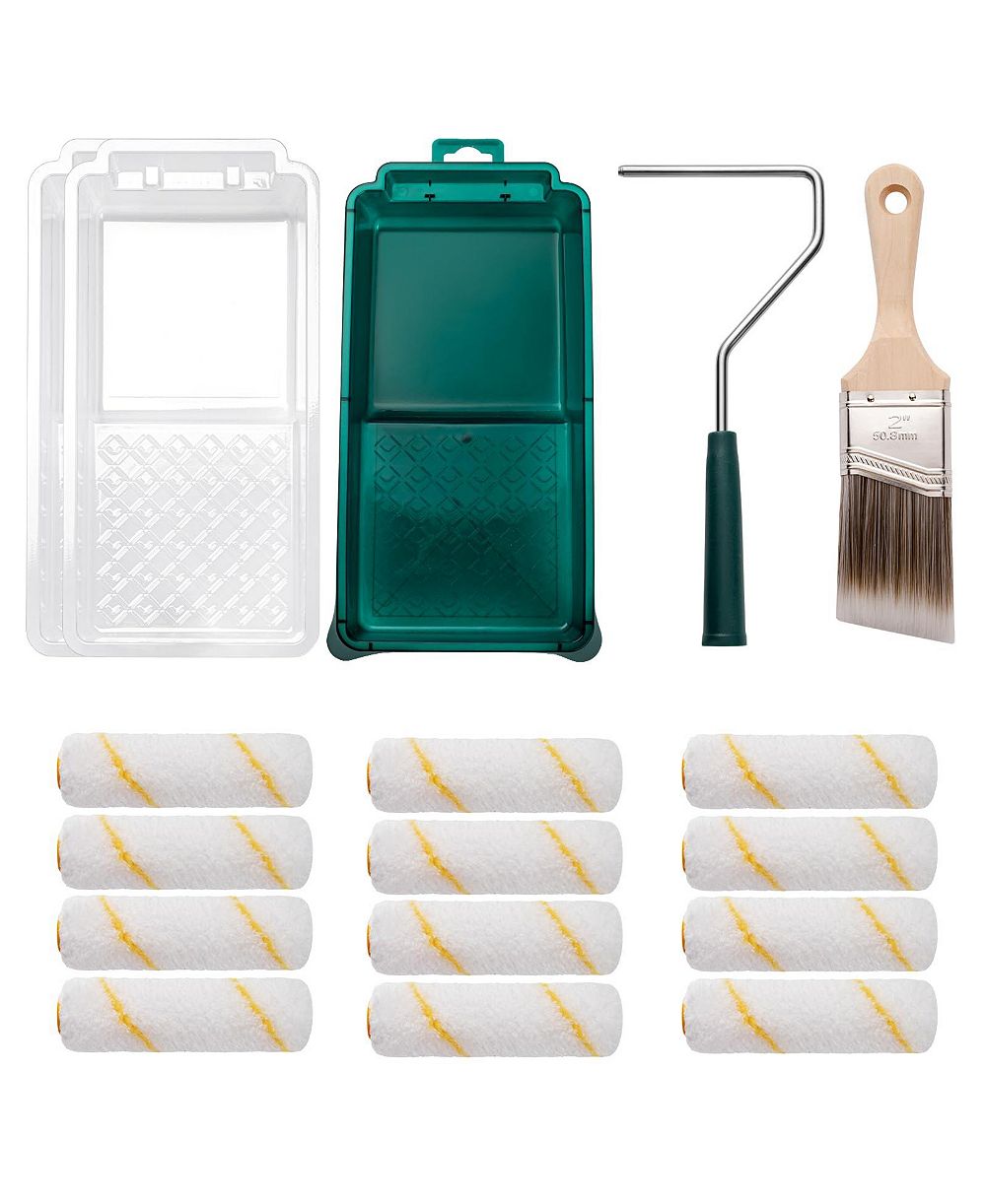 XDOVET Paint Roller Kit Tray Liners Brush Wall Door Cabinet