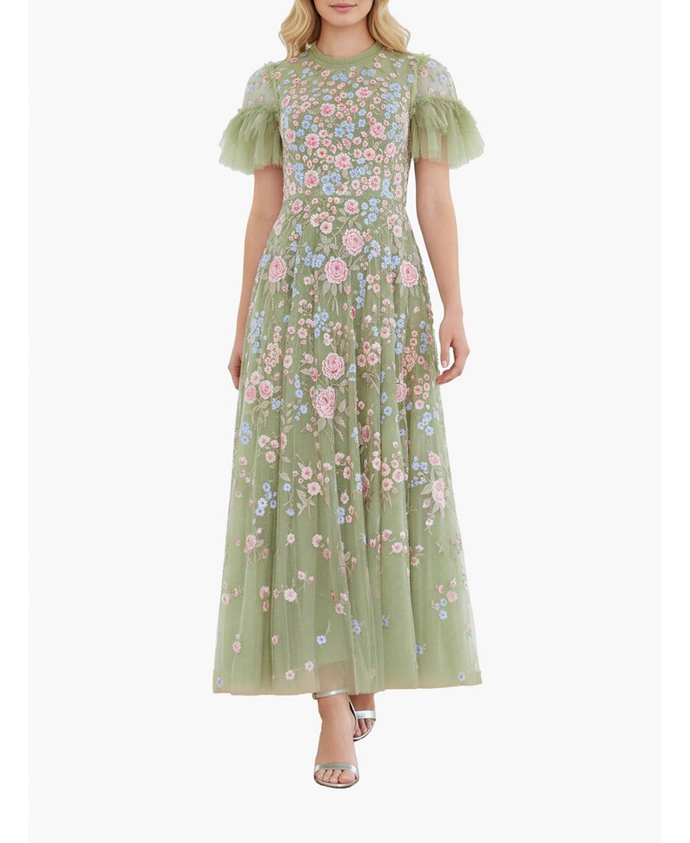 Женское платье-миди Needle & Thread Antoinettes Floral с круглым вырезом
