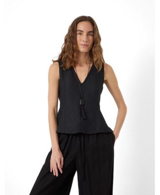 Hush Women's Jose V-Neck Godet Sleeveless Linen-Blend Top
