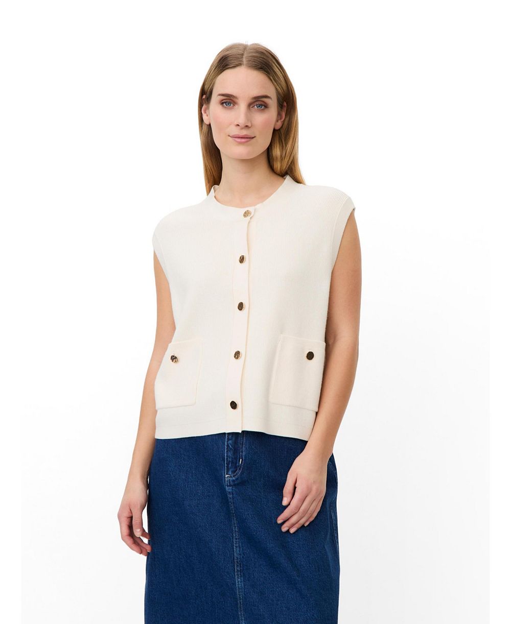 Masai Copenhagen Women's MaLossan Button-Front Crew Neck Knit Vest