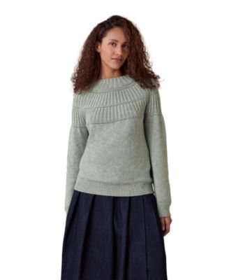 Celtic & Co. Women's Rib Stitch Yoke Oversized Funnel-Neck Sweater