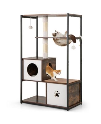 HONGGE Metal-Frame Cat Tree с двумя закрытыми домиками