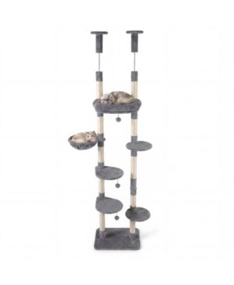 HONGGE Six-Tier Floor to Ceiling Cat Tree with Rotatable Plush Bed