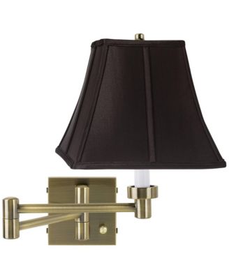 Barnes and Ivy Modern Swing Arm Wall Lamp Antique Brass Plug-In Light Fixture Square Shade for Bedroom Living Room Reading