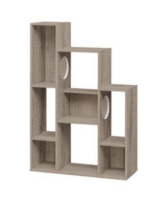 HONGGE Modern Cat Bookshelf Tree with 8-Section Storage Cabinet