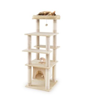 HONGGE 58 Inch Large Cat Tree Tower with Swaying Aerial Skylight Condo