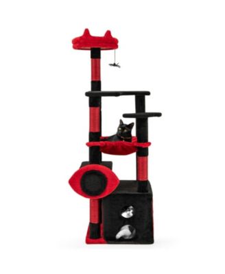 HONGGE Gothic Cat Tree Tower with Dangling Spider Toy, 52 Inch