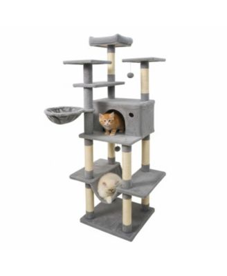 HONGGE Large 63 Inch Indoor Cat Tower with Rotatable Basket Bed