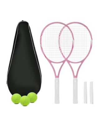 AOFAR 2 Pack Tennis Rackets Set Adults Pre-strung Balls Bag Grip Tape Beginners