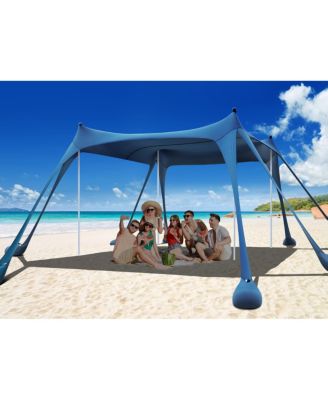 AOFAR Beach Tent Sun Shelter UPF50+ Sandbags Shovels Pegs Poles Shade 10x10 feet