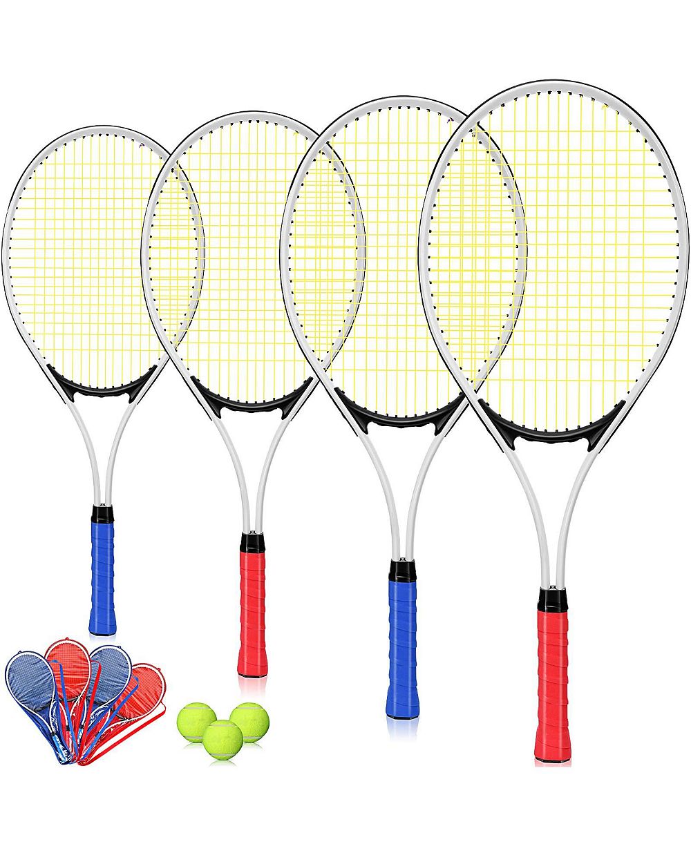 AOFAR 4 Tennis Rackets Set Adult Recreational Players Lightweight Balls Overgrips Bag