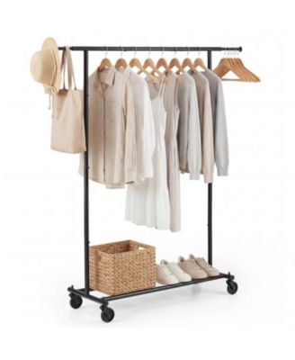 HONGGE Mobile Garment Rack with Extendable Side Rods and 4 Swivel Casters