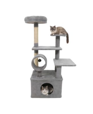 HONGGE 48 Inch Multi-Level Cat Tree with Cylinder Play Tunnel
