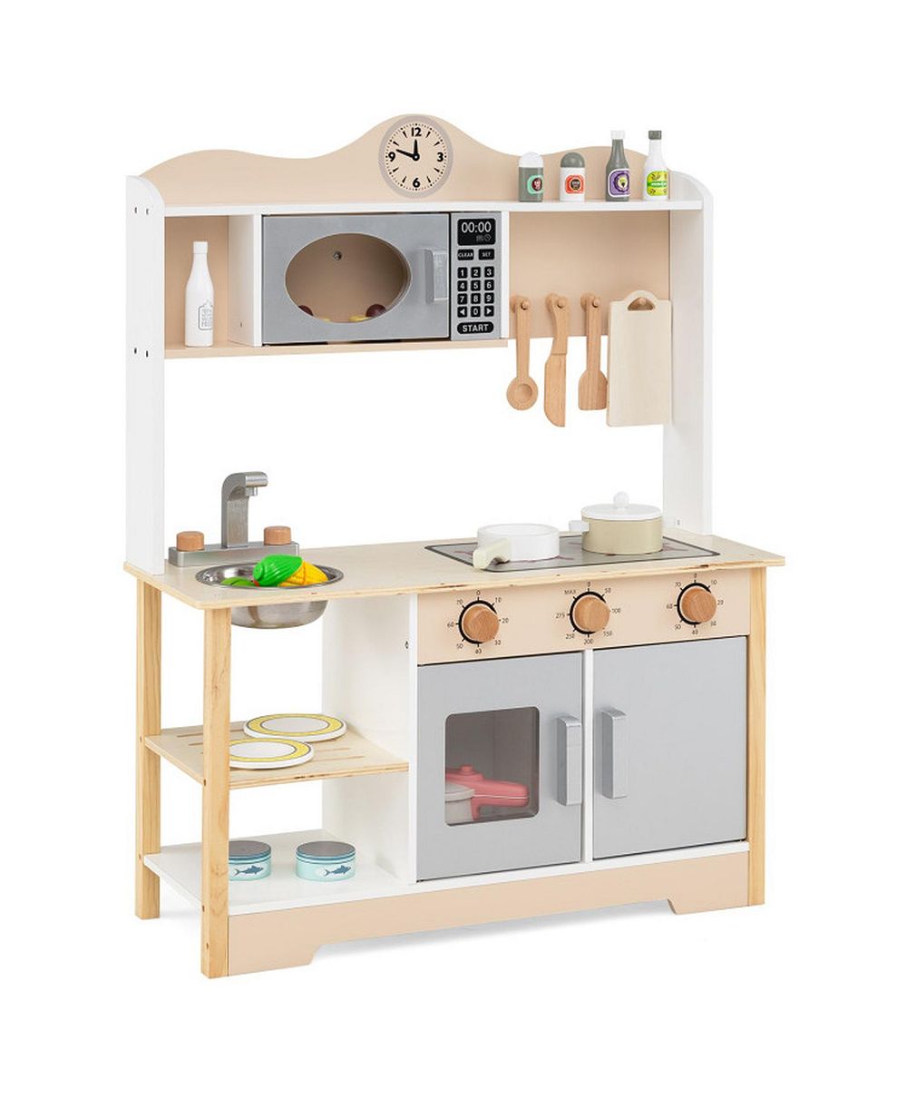 HONGGE деревянная игрушечная кухня с часами, 13 предметов