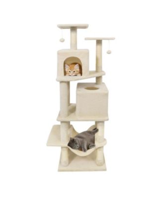 HONGGE 57 Inch Cat Tree with Dual Condos on a Wide 29 Inch Base