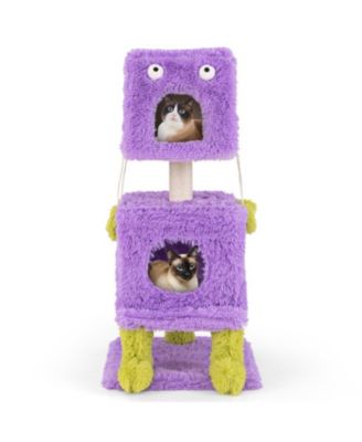 HONGGE Monster-Themed Cat Tower with 2 Private Condos, 44 Inch