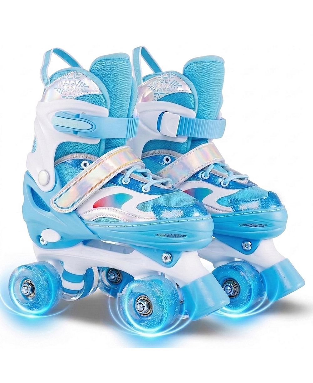 HONGGE Kids Quad Roller Skates with Light-Up Wheels and Safety Straps