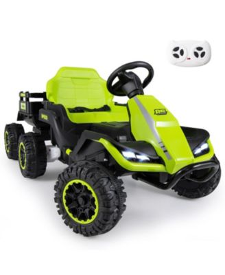 HONGGE 24V Kids Ride On Tractor with Detachable Trailer, Remote Control, 66 lbs Weight Limit, Ages 3+