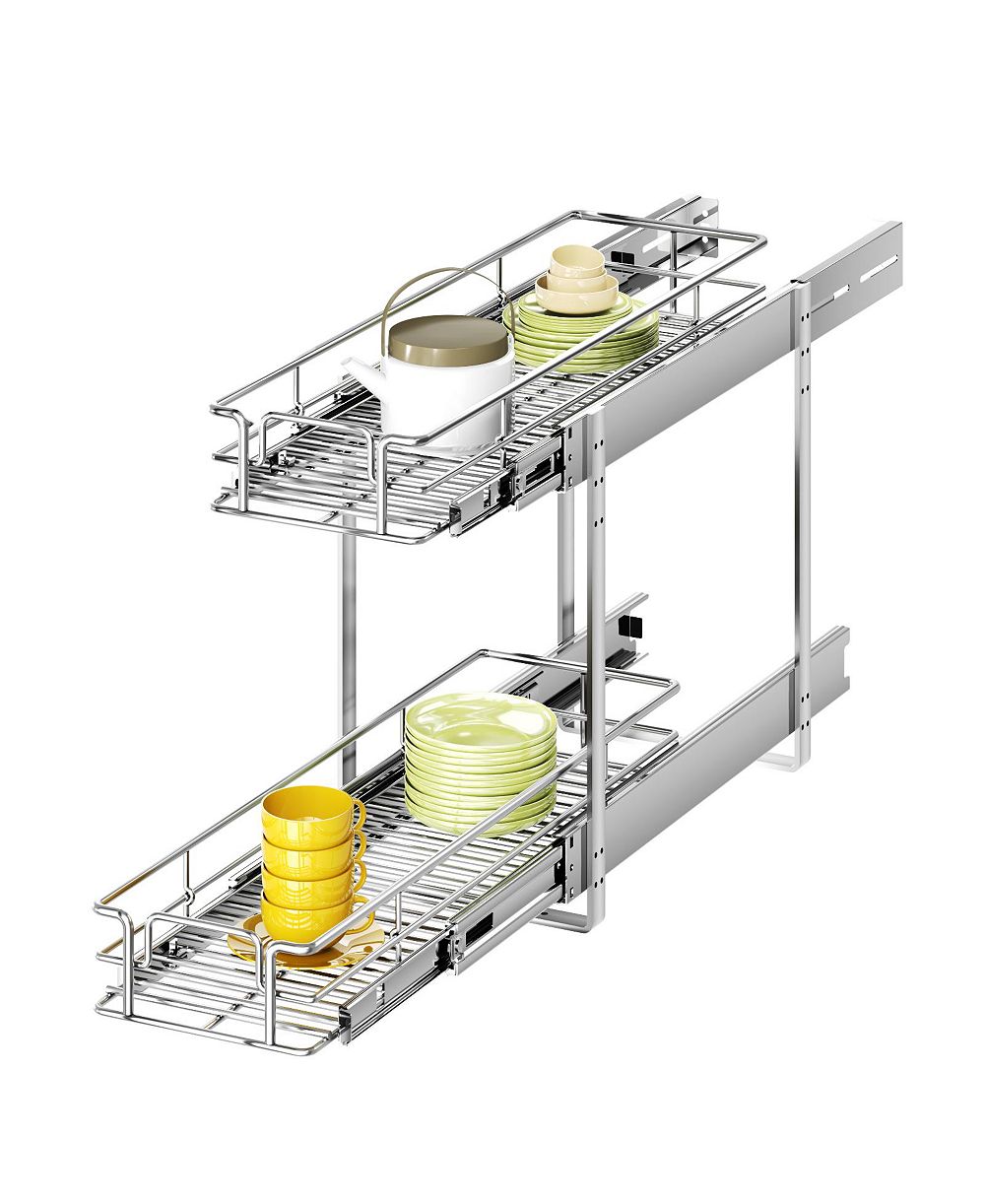 LOVMOR 2 Tier Individual Pull Out Cabinet Organizer Slide Out Kitchen Cabinet Storage Sliding Shelves