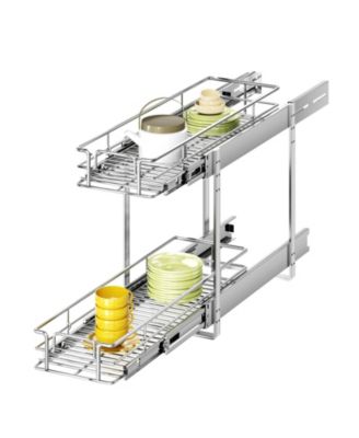LOVMOR 2 Tier Individual Pull Out Cabinet Organizer Slide Out Kitchen Cabinet Storage Sliding Shelves
